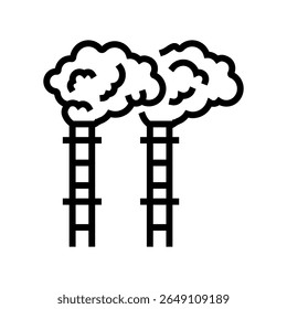 factory chimneys releasing smoke chemical pollution line icon vector. factory chimneys releasing smoke chemical pollution sign. isolated contour symbol black illustration