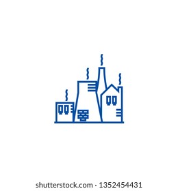 Factory, cluster line icon concept. Factory, cluster flat  vector symbol, sign, outline illustration.