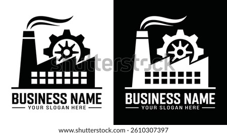 Factory Cog Logo Bold Black Production for Manufacturing