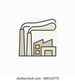 Factory colorful icon - vector industrial building concept sign or logo element