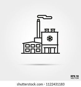 Fabrik mit Protokollspeicherzeilen-Symbol Vektorgrafik. Branchensymbol.