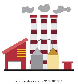 A factory complex with chimneys and gas digestors - Industry illustration - vector 