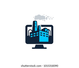 Factory Computer Icon Logo Design Element