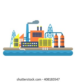 Factory concept illustration. Flat style vector illustration. Industrial landscape
