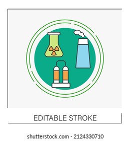  Factory concept line icon. Research and development.Manufacture chemicals. Chemical industry.Vector isolated conception metaphor illustration.Editable stroke