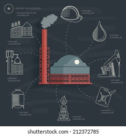 Factory concept on blackboard background,clean vector
