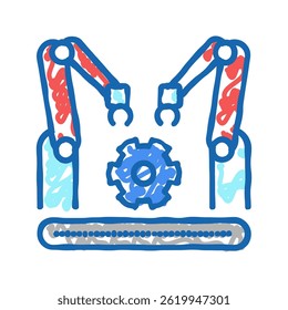 factory conveyor car doodle icon sketch vector. factory conveyor car sign. isolated symbol illustration