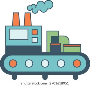 Factory conveyor machine industry production manufacturing automation building smoke technology convey modern industrial facility with automated production and cheerful atmosphere