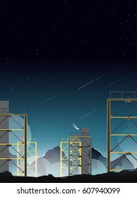factory in country side at night