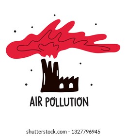 Factory create smog.  Air pollution concept. Vector icon illustration on white background.