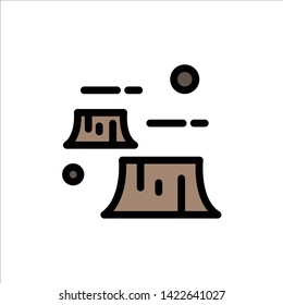 Factory, Damage, Deforestation, Destruction, Environment  Flat Color Icon. Vector icon banner Template
