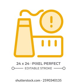 Factory danger warning duotone color ui icon. Attracting attention to carbon emission problem. Industry problems. Isolated vector illustration. Web design user interface element, pixel perfect