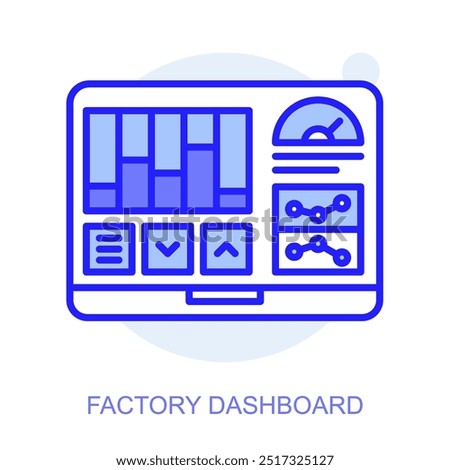 Factory Dashboard concept icon. Smart factory. Modern technologies. Industry 4.0. Automated production. Vector linear illustration.