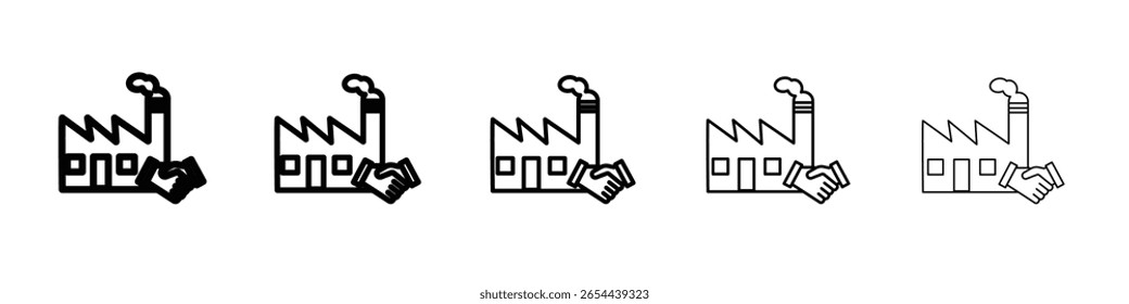 Icono de acuerdo de fábrica conjunto de ilustración plana logo