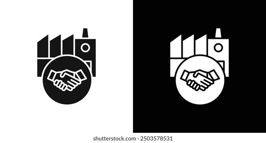 Vector de arte de línea de icono de trato de fábrica