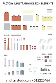 Factory design elements - vector industrial icon set and object collection.