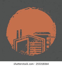 Factory design on grunge background, grunge vector