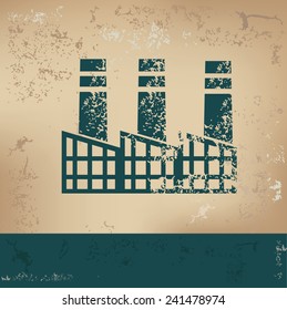 Factory design on old paper, grunge vector