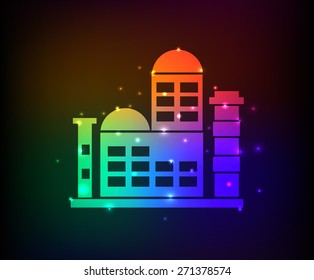 Factory design on rainbow concept background,clean vector