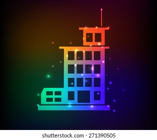 Factory design on rainbow concept background,clean vector