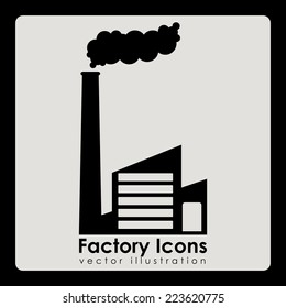 Factory design over black background, vector illustration