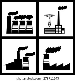 Factory design over black background, vector illustration
