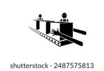 factory distribution, black isolated silhouette