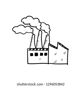factory doodle icon vector 