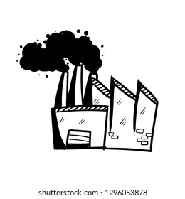 factory doodle icon vector 