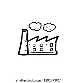factory doodle icon vector drawing 