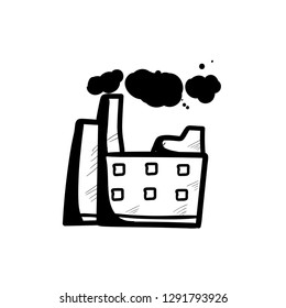 factory doodle icon vector drawing 