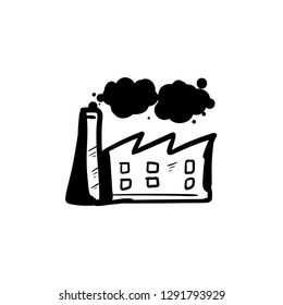 factory doodle icon vector drawing 