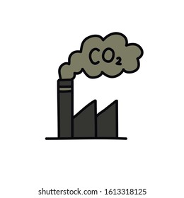 factory doodle icon, vector illustration