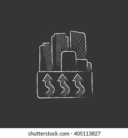 Fabrik. In Kreide gezeichnet Symbol.