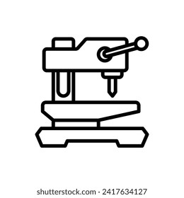 Ilustración de vectores de contorno de la máquina de taladrado de fábrica