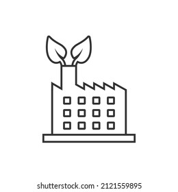 Factory ecology icon in flat style. Eco plant vector illustration on white isolated background. Nature industry business concept.