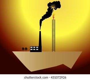 Factory and ecology. Illustration. Vector. Eco