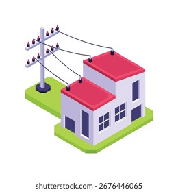 Factory Electricity isometric vector illustration.