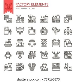 Factory Elements , Thin Line and Pixel Perfect Icons
