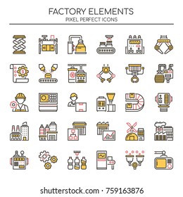 Factory Elements , Thin Line and Pixel Perfect Icons
