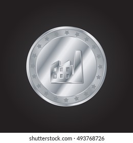 Factory embossed realistic silver / platinum coin precious Icon / Logo Design
