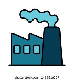 Symbol für die werkseitige Emissionslinie. Industrie und Gewerbe-Anlage, Schornstein, Rauch, Verschmutzung, Herstellung, Produktion, Umweltauswirkungen, Treibhausgase, Luftqualität, Industrie, CO2-Fußabdruck, Umwelt