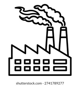 A factory emitting smoke from its chimneys into the atmosphere. isolated on white background, Vector