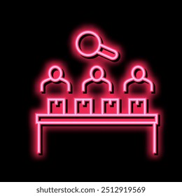 factory employees controlling manufacturing process neon light sign vector. factory employees controlling manufacturing process illustration