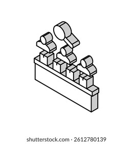 factory employees controlling manufacturing process isometric icon vector. factory employees controlling manufacturing process sign. isolated symbol illustration