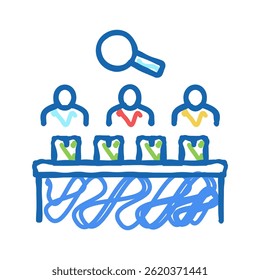 funcionários da fábrica controlando o processo de fabricação ícone doodle esboço vetor. funcionários da fábrica controlando o processo de fabricação sinal. símbolo isolado ilustração