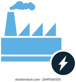 Factory energy consumption icon vector, illustrating power usage, efficiency, and environmental impact in industrial operations. for green initiatives, sustainability reports, resource management