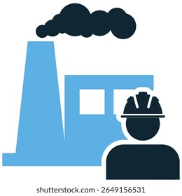 Vetor de ícone de engenharia de fábrica, mostrando design, inovação e desenvolvimento técnico em ambientes industriais. Ideal para ilustrar soluções mecânicas, elétricas e de engenharia de processos.