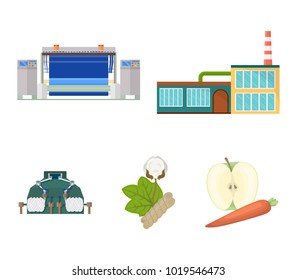 Factory, enterprise, buildings and other web icon in cartoon style. Textile, industry, fabric icons in set collection.