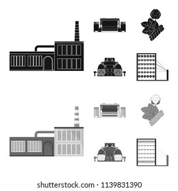Factory, enterprise, buildings and other web icon in black,monochrom style. Textile, industry, fabric icons in set collection.